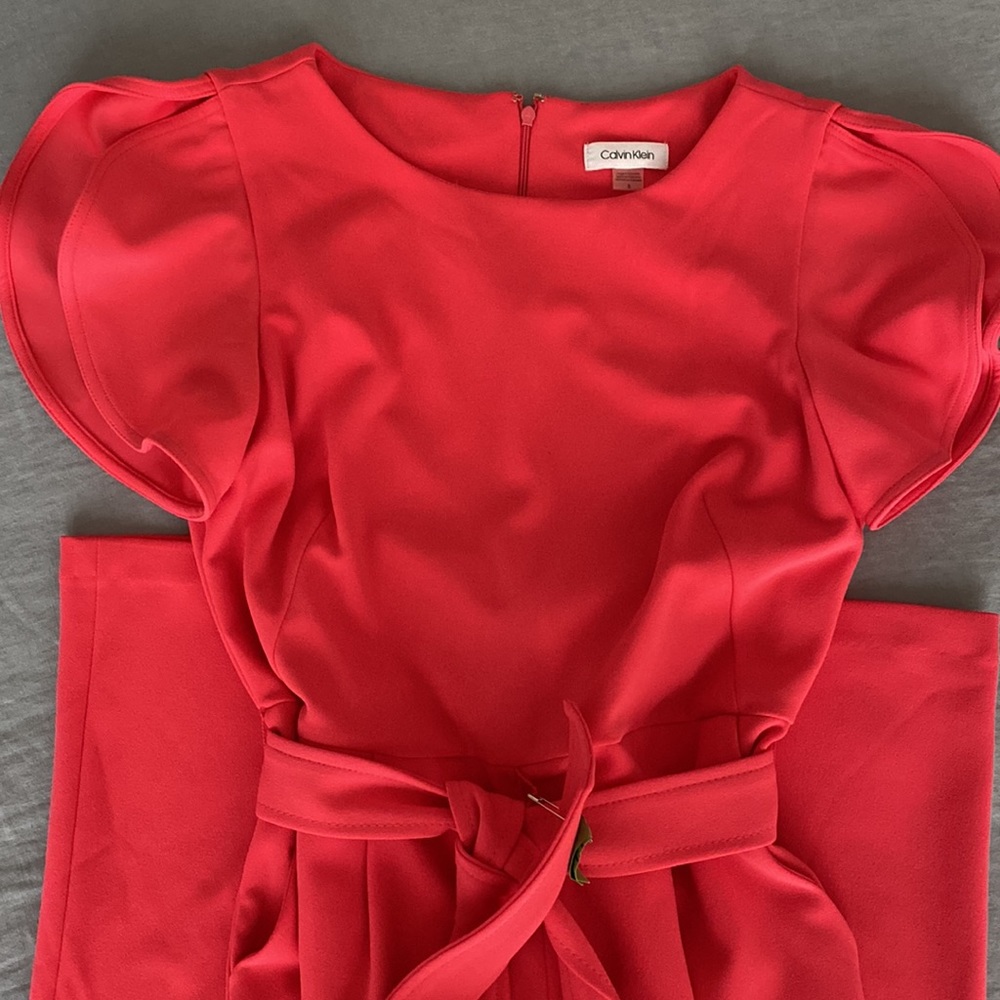 Pink Calvin Klein Tie-Waist Full-Length Jumpsuit